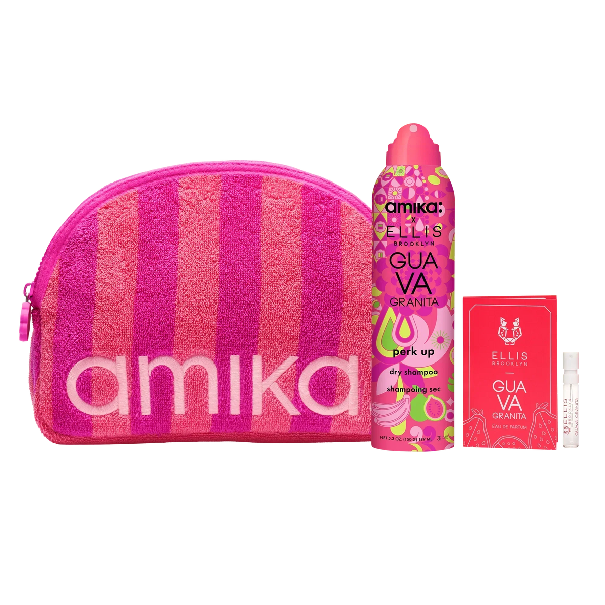 amika x Ellis Brooklyn limited-edition perk up GUAVA GRANITA dry shampoo bundle set